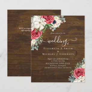 Mariage Élégant Rouge Blanc Bleu Floral Budget