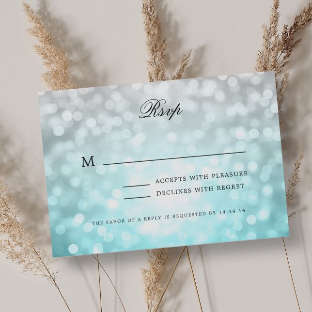 Mariage élégant RSVP Bokeh Lights Beach Ombre (Elegant Wedding RSVP Bokeh Lights Beach Ombre )