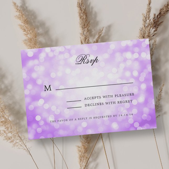 Mariage élégant RSVP Bokeh lumières violet (Elegant Wedding RSVP Bokeh Lights Purple )