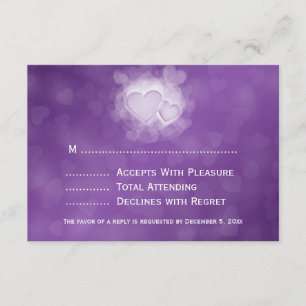Mariage élégant RSVP Coeurs modernes violet