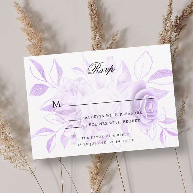 Mariage élégant RSVP couleur pourpre Aquarelle Flo (Elegant Wedding RSVP Purple Watercolor Floral)