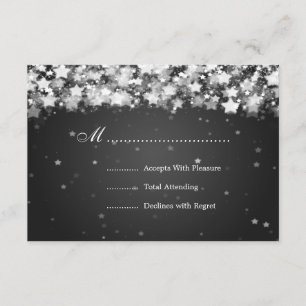 Mariage élégant RSVP Dazzling Étoiles Noir
