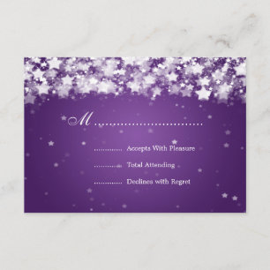 Mariage élégant RSVP Dazzling Étoiles violet