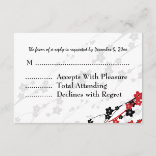 Mariage élégant RSVP Fleurs japonaises Rouge