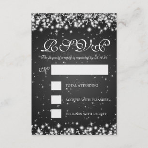 Mariage élégant RSVP Hiver Étincelle Noire