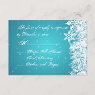 Mariage élégant RSVP hiver Snowflakes Bleu