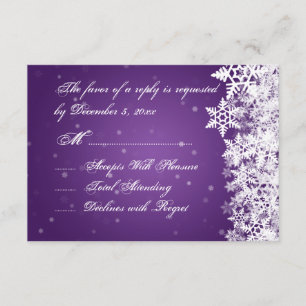 Mariage élégant RSVP hiver Snowflakes violet viole
