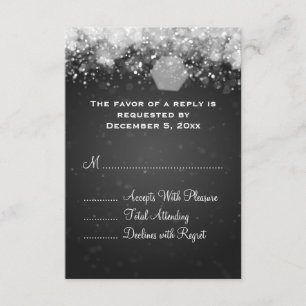 Mariage élégant RSVP nuit pétillante Noir