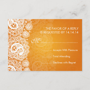 Mariage élégant RSVP Paisley Lace Orange