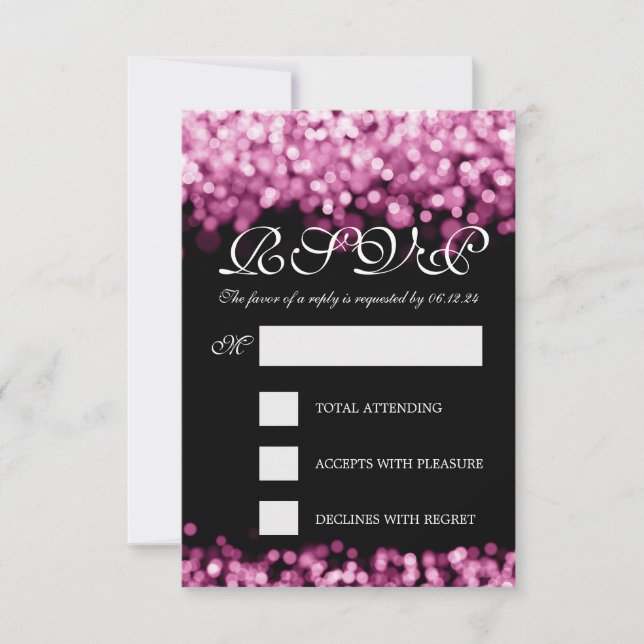 Mariage élégant RSVP rose pourpre (Devant)