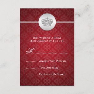 Mariage élégant RSVP Royal Couronne rouge