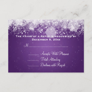 Mariage élégant RSVP Sparkling nuit violet