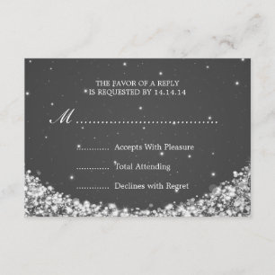 Mariage élégant RSVP Star Sparkle Black