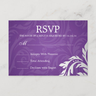 Mariage élégant RSVP Tourbillonnant Flourish viole