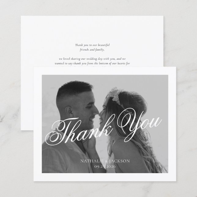 MARIAGE Élégant Script Photo de Budget Classique (Devant / Derrière)