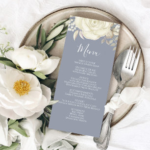 Mariage Élégante Calligraphie Blanc Floral Menu