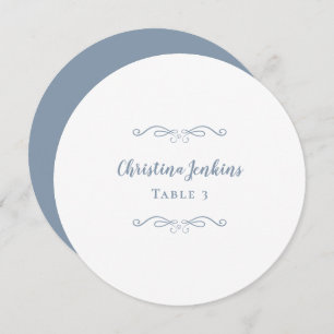 Mariage Elégante Dusty Bleu Blanc rond Carte Place