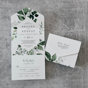 Mariage Emerald Greenery en une seule invitation