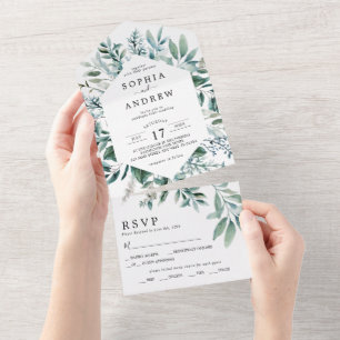 Mariage Emerald Greenery en une seule invitation