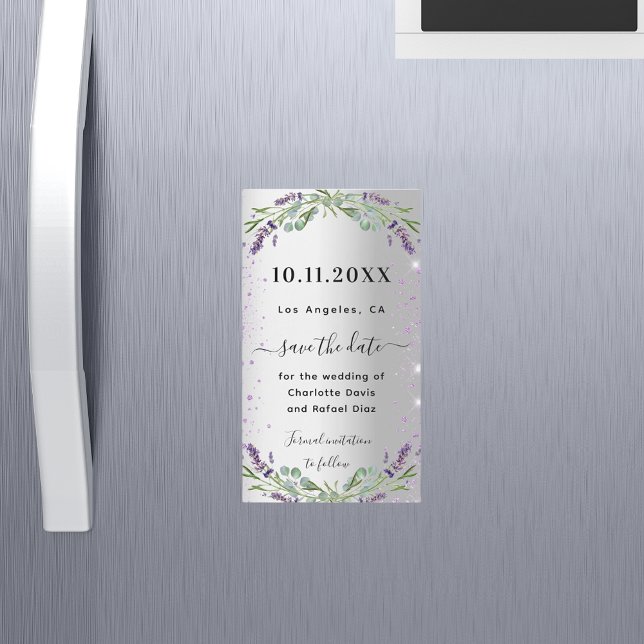 Mariage en argent Lavender Enregistrer l'aimant Da (Créateur téléchargé)