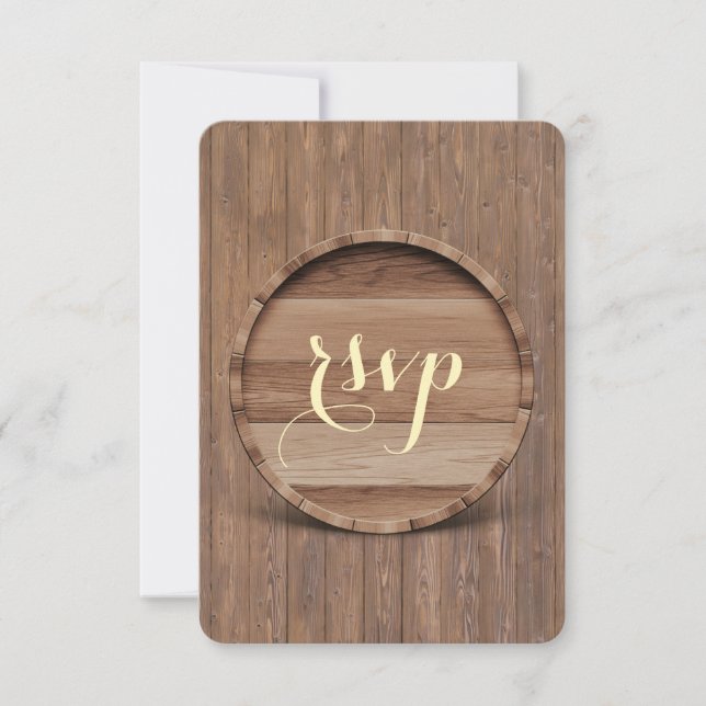 Mariage en baril rustique en bois RSVP (Devant)
