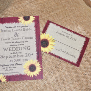 Mariage en bois d'écorce et tournesol RSVP