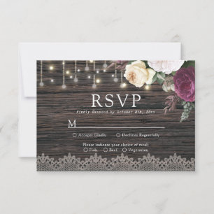 Mariage en bois rustique RSVP avec choix de repas