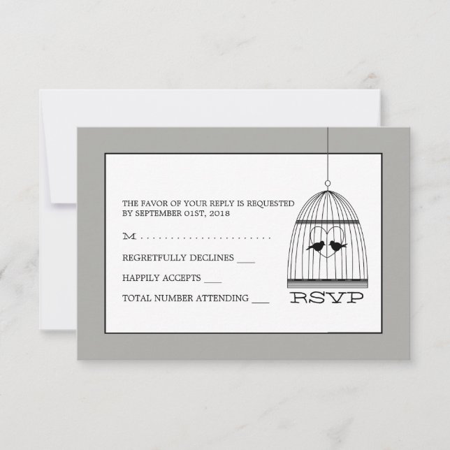 Mariage en cage cardiaque vintage RSVP (Devant)