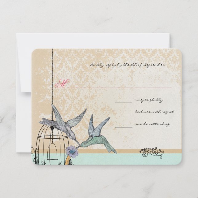 Mariage en cage d'oiseaux Vintage lunatique RSVP (Devant)