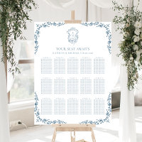 Mariage en crête Vintage bleue 15 Tableau de siège