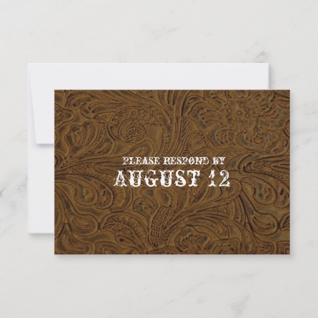 Mariage en cuir Brown foncé RSVP avec enveloppes (Devant)