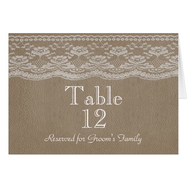 Mariage en cuir et dentelle Numéro de table (Devant Horizontal)