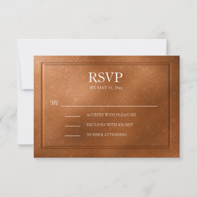 Mariage en cuivre métallique élégant RSVP (Devant)
