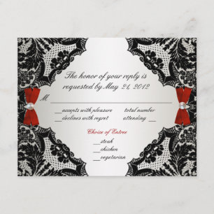 Mariage en dentelle rouge, blanche et noire RSVP