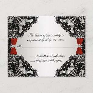 Mariage en dentelle rouge, blanche et noire RSVP