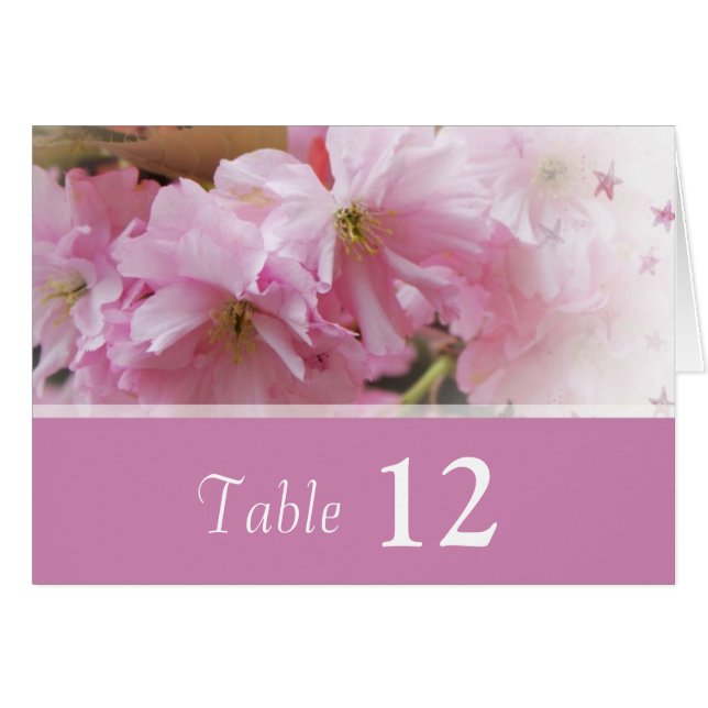 mariage en fleur de cerisier rose, numéro de table (Devant Horizontal)