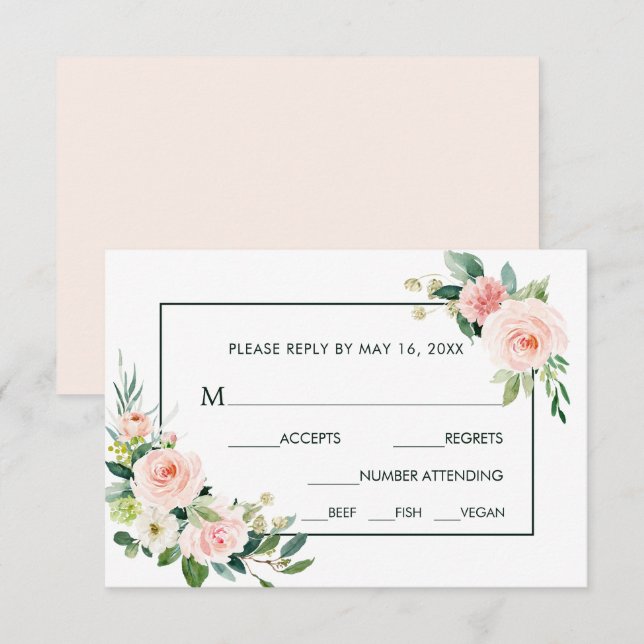 Mariage en Fleur rose rousse RSVP avec choix de re (Devant / Derrière)