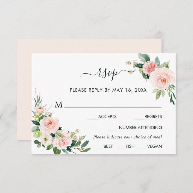 Mariage en Fleur rose rousse RSVP avec choix de re (Devant / Derrière)