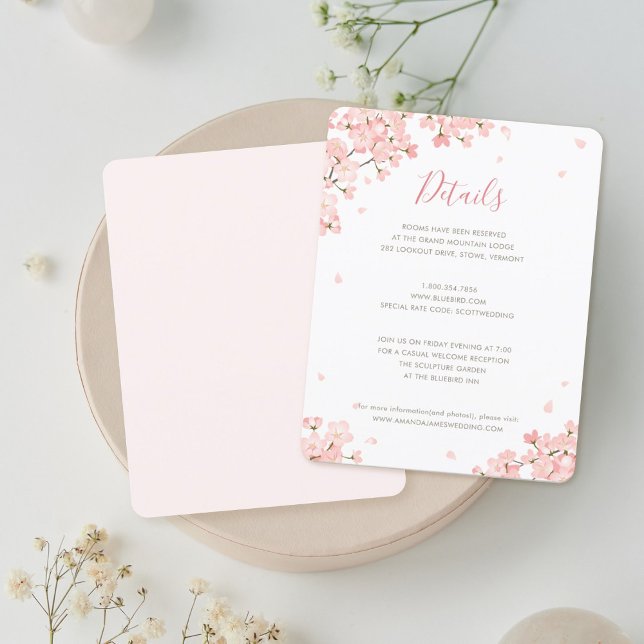 Mariage en fleurs de cerisier rose Détails Carte d (Créateur téléchargé)