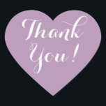 Mariage en forme de coeur violet merci sticker<br><div class="desc">Un mariage en forme de coeur violet grâce aux autocollants. Lilac / Lavande violet et blanc ou couleur arrière - plan personnalisée. Élégante typographie de script. Utilisez comme scellants d'enveloppe romantique ou comme étiquette de mariage pour remercier les invités. Forme de symbole d'amour mignonne avec texte élégant. Aussi pratique pour...</div>