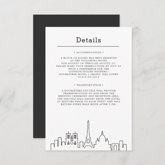 Mariage en France | Invitation Détails (Devant / Derrière)