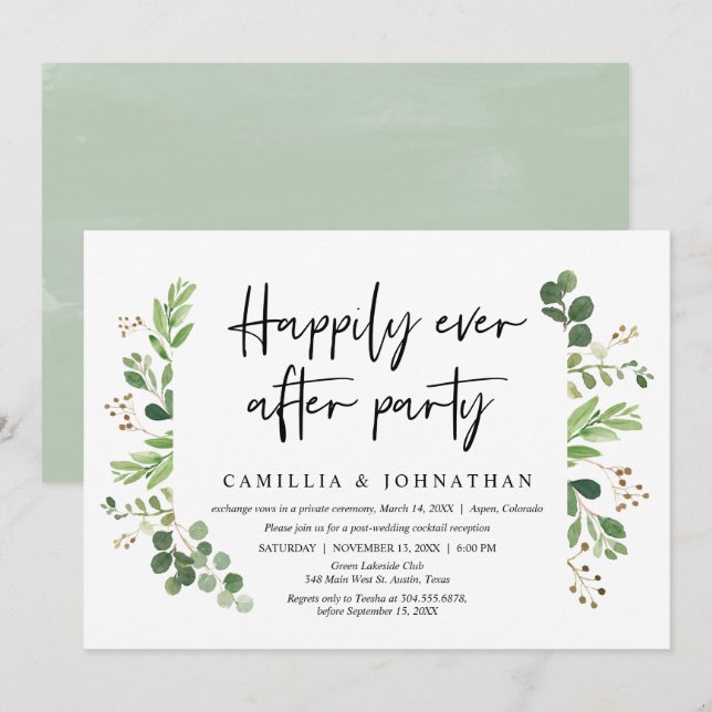 Mariage en fuite, Invitation à la fête du bonheur  (Devant / Derrière)
