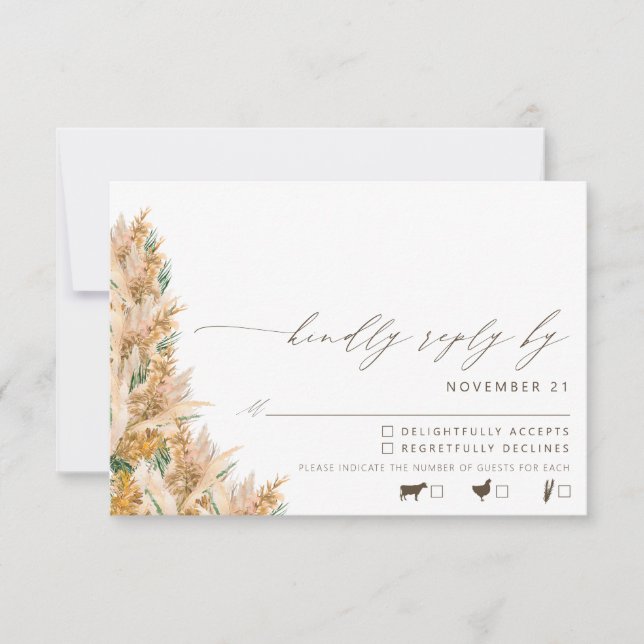 Mariage en herbe Boho Pampas moderne RSVP (Devant)