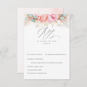 Mariage en herbe rose Pampas flou RSVP