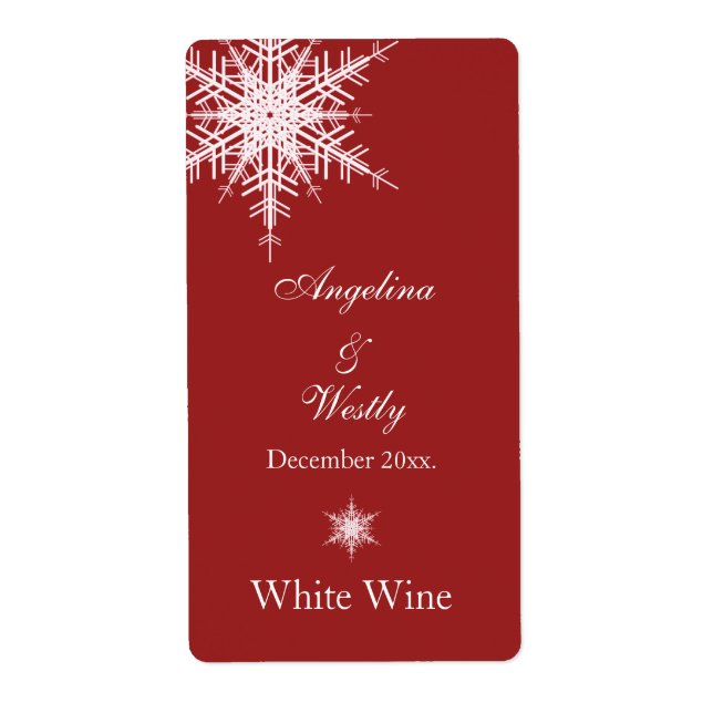 Mariage en hiver Étiquette de vin (Devant)