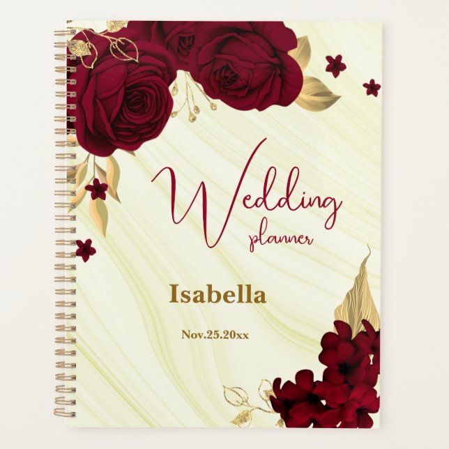 mariage en marbre floral or burgundy (Devant)