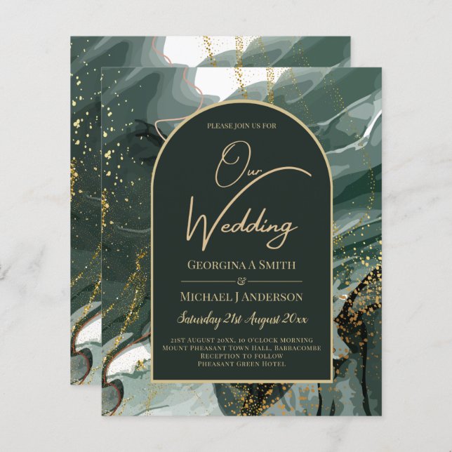 Mariage en marbre moderne Emerald Green Gold Agate (Devant / Derrière)