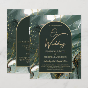 Mariage en marbre moderne Emerald Green Gold Agate