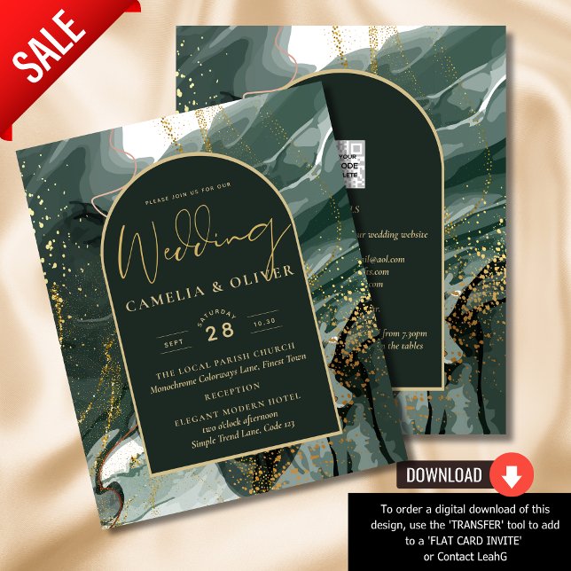 Mariage en marbre moderne Emerald Green Gold Agate (Créateur téléchargé)