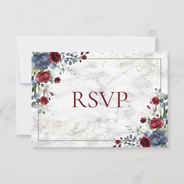 Mariage en or bleu clair rougeâtre RSVP (Devant)